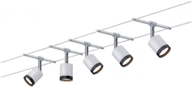 Vaijerivalaisinsetti Paulmann Tube, LED, 5 valaisinta + muuntaja + vaijeri