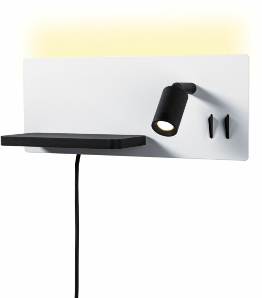 LED-seinävalaisin Paulmann Serra Left, USB C, 2700K, himmennettävä, mattavalkoinen/mattamusta