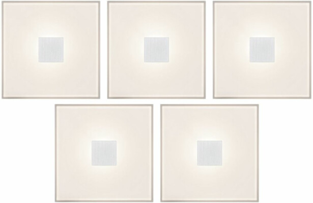 Upotettava LED-seinävalaisinsarja Paulmann LumiTiles, 5 valaisinta, IP44, 10x10cm, 2700K, himmennettävä, valkoinen