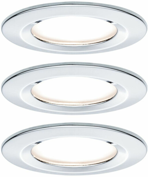 Upotettava LED-valaisin Paulmann Nova Coin Rigid, 3kpl, IP44, Ø78mm, 6W, 470lm, 2700K, kromi