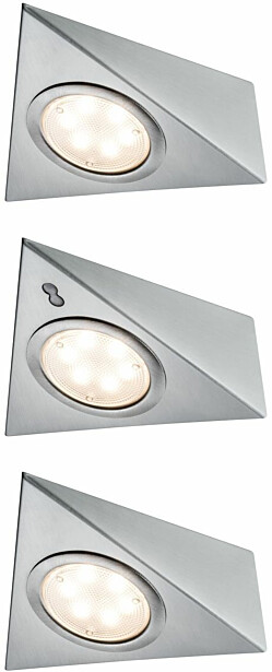 LED-kalustevalaisin Paulmann, 3kpl, 2.8W, 14x11cm, 170lm, harjattu rauta