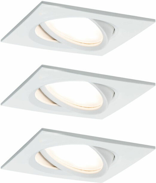 Upotettava LED-valaisin Paulmann Nova Plus Coin, 3kpl, 84x84mm, 6W, 470lm, 2700K, himmennettävä, mattavalkoinen