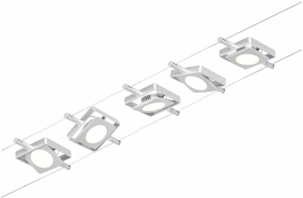Vaijerivalaisinsetti Paulmann CorDuo RoundMac Basic, 3000K, 230/12V, 5 valaisinta, kromi
