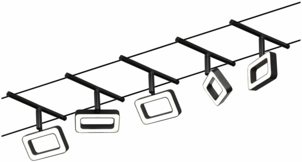 Vaijerivalaisinsetti Paulmann CorDuo Frame, 5x280lm, 5x4.8W, 3000K, 230/12V, eri värejä