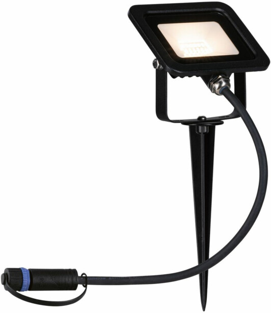 LED-puutarhaspotti Paulmann Plug & Shine Fluter, IP65, 3000K, 6,8W, musta