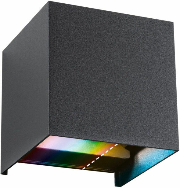 LED-ulkoseinävalaisin Paulmann Cybo, Smart Home Zigbee 3.0, IP44, 10x10cm, RGBW+, antrasiitti