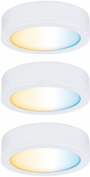 LED-kalustevalaisin Paulmann Clever Connect Disc, 3kpl, säädettävä värilämpötila, mattavalkoinen