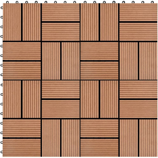 Terassilaatat 11 kpl WPC 30x30 cm 1m² ruskea