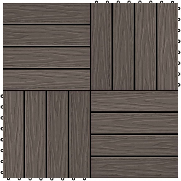 Terassilaatat 11 kpl WPC 30x30 cm 1m² tummanruskea