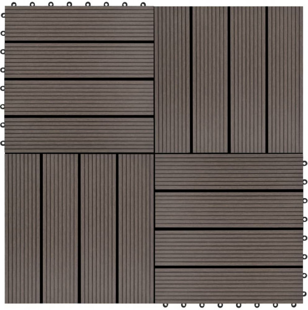 Terassilaatat 11 kpl WPC 30x30cm 1m² tummanruskea