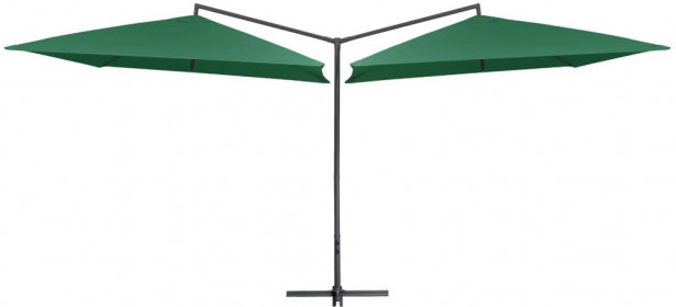Tupla-aurinkovarjo terästanko 250x250 cm vihreä_1