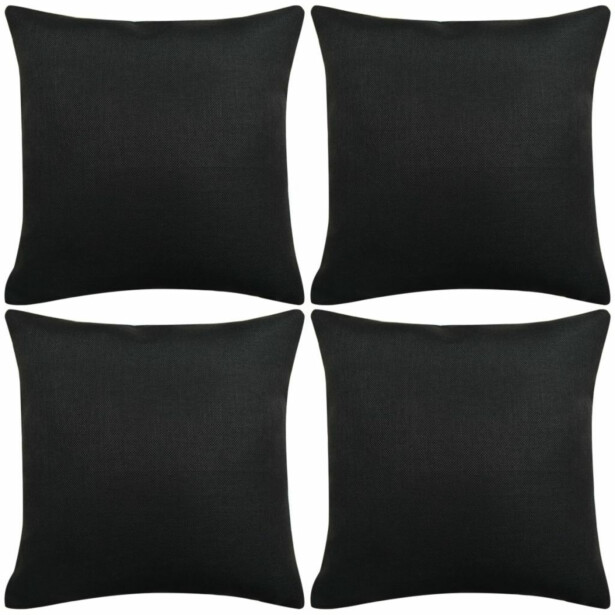 Tyynynpäällinen pellavatyylinen musta 4kpl 50x50 cm_1