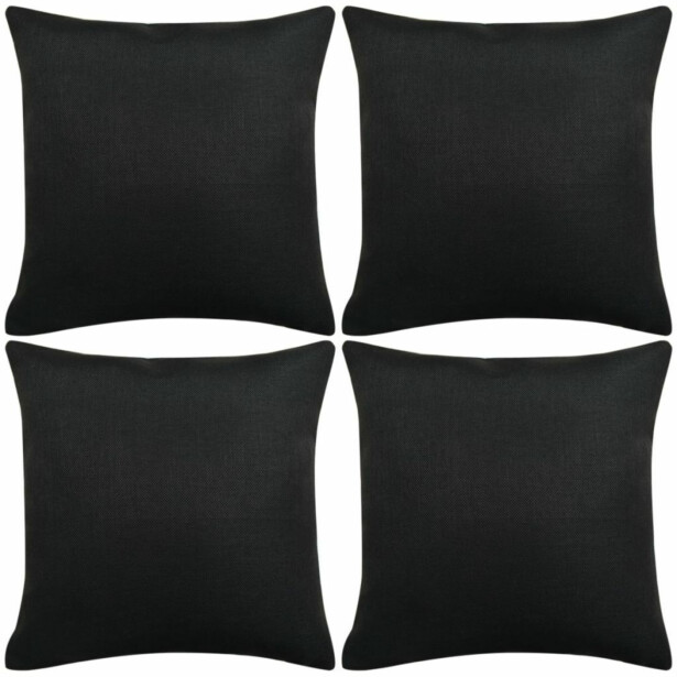 Tyynynpäällinen pellavatyylinen musta 4kpl 50x50 cm_1