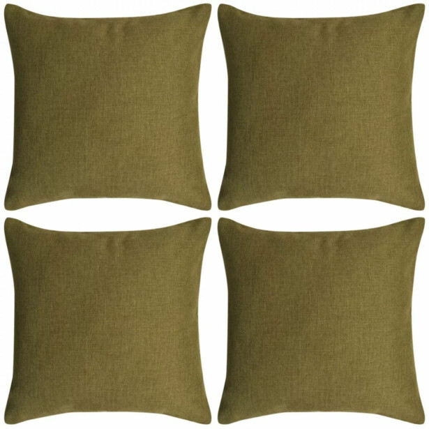 Tyynynpäällinen pellavatyylinen vihreä 4kpl 50 x 50 cm_1