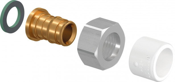 Suoraliitin Uponor Q&E, pyörivä mutteri, niklattu, NKB DR 15-3/4