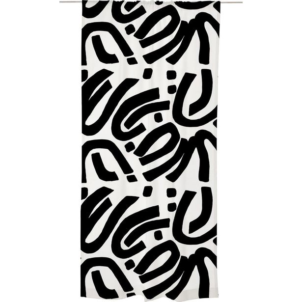 Sivuverho Vallila Dixie, 140x250cm, mustavalkoinen