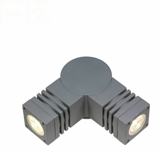 Ulkoseinävalaisin Spectrum Torre 3.6W 2x1LED Cree 45° ylös/sivulle IP44 6000K 176x90x60mm harmaa