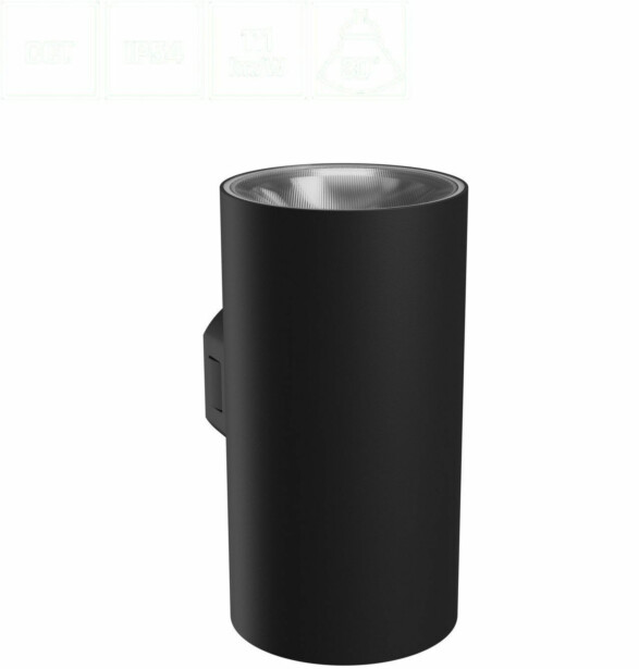Ulkoseinävalaisin Spectrum Torre pyöreä 18W CCT IP54 99x78x162mm musta