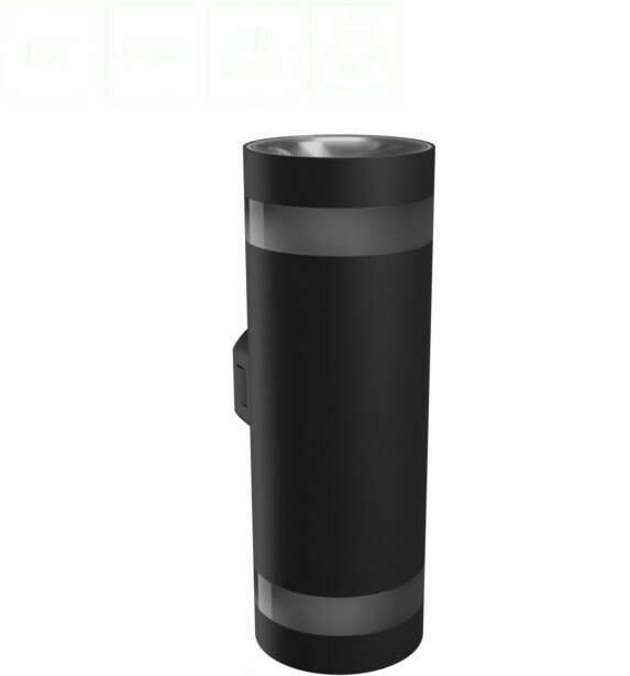 Ulkoseinävalaisin Spectrum Torre Ring 18W CCT IP54 99x78x244mm pyöreä ylös/alas musta