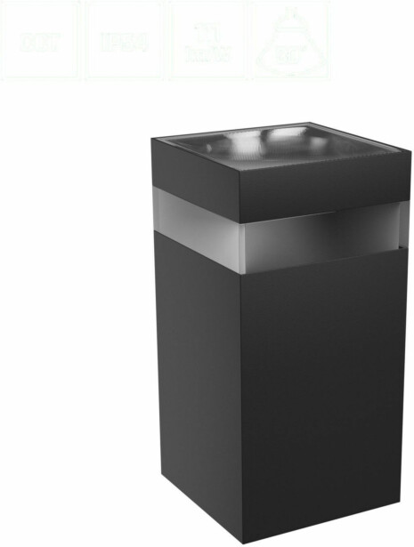 Ulkoseinävalaisin Spectrum Torre Ring 9W CCT IP54 99x78x156mm neliö alas musta