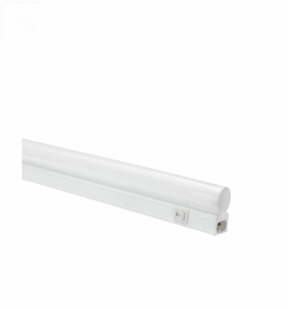 Kalustevalaisin Spectrum T5 600mm 7W 3000K 120° johdolla ja on/off-kytkimellä 582x25x36mm valkoinen