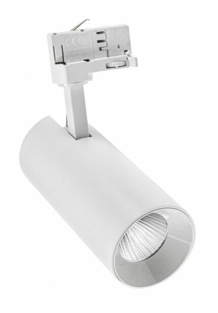 LED-spottivalaisin Spectrum Andromeda COB LED 25W 3000K 3-vaihekiskoon 36° 60° 170x160x74mm valkoinen