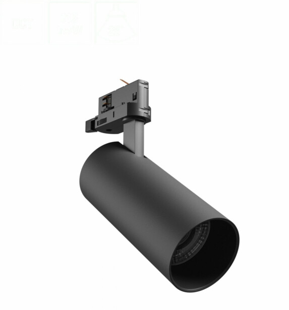 LED-spottivalaisin Spectrum Andromeda Prime 3-vaihekiskoon CCT 24W 25° IP20 Ø76x177x228mm musta