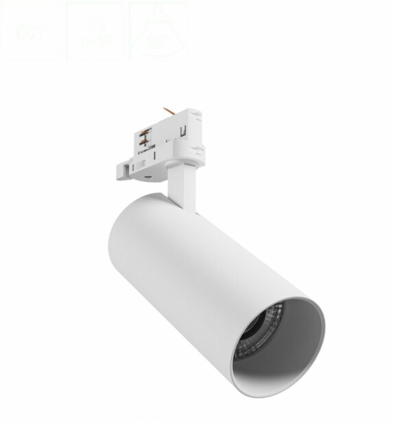 LED-spottivalaisin Spectrum Andromeda Prime NA Raili 3-vaihekiskoon CCT 24W 25° IP20 Ø76x177x228mm valkoinen 76x177x228mm