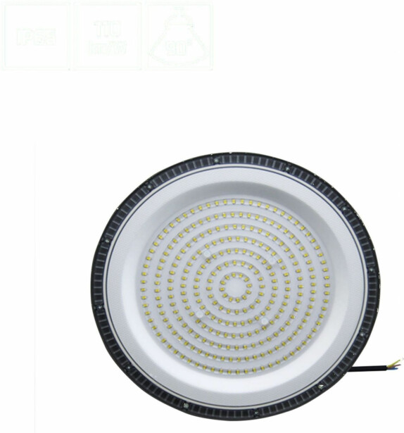 Teollisuusvalaisin Spectrum Plateo Sun 3 High Bay Ø309mm 200W 90° IP65 4000K ripustettava musta Ø309x68mm
