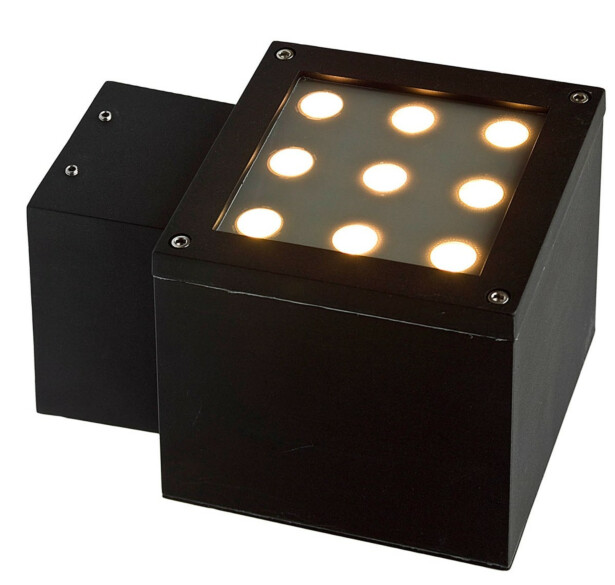 Ulkoseinävalaisin Spectrum Torre 2x6LED Cree 15° 34W IP44 220x150x192mm musta, eri värilämpötiloja