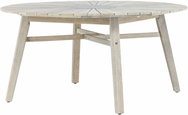 Ruokapöytä Venture Home Rives, ø150cm, antiikinvalkoinen akaasia/kivenharmaa