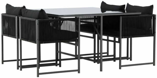Ruokailuryhmä Venture Home Noto, 120x120cm ruokapöytä + 4 tuolia, musta