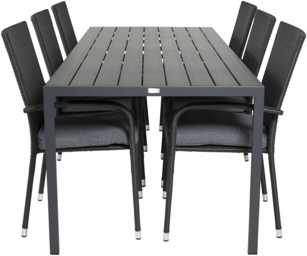 Ruokailuryhmä Venture Home, 205x90cm Break-pöytä + 6 pinottavaa Anna-tuolia