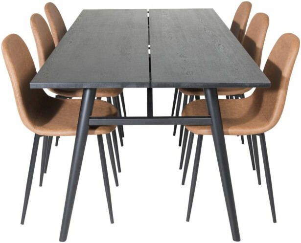 Ruokailuryhmä Venture Home, Sleek-ruokapöytä + 6 Polar-tuolia