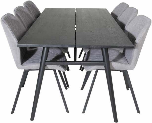 Ruokailuryhmä Venture Home, Sleek-ruokapöytä + 6 harmaata Gemma-tuolia