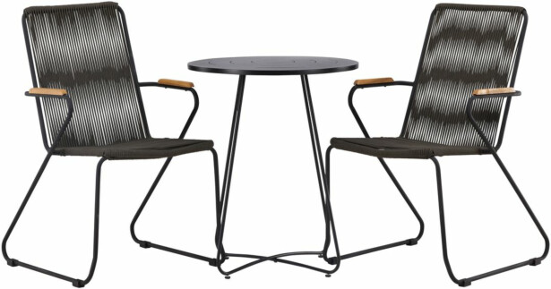 Parvekeryhmä Venture Home, ø60cm musta Bacong-pöytä + 2 Bois-tuolia
