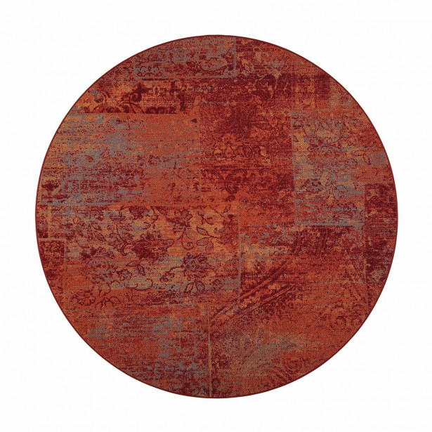 Matto VM Carpet Rustiikki, mittatilaus, pyöreä, puna-oranssi