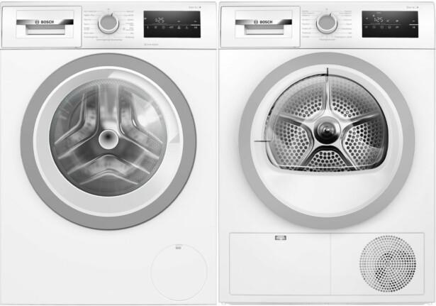 Pesukone ja kuivausrumpu Bosch WAN2821SSN WTH85VS6SN Serie 4, 8/9kg, valkoinen
