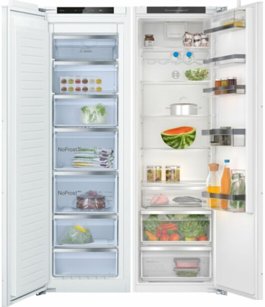 Jääkaappi ja pakastin Bosch KIR81ADD0-GIN81VEE0, 111.6cm, 522l, integroitava