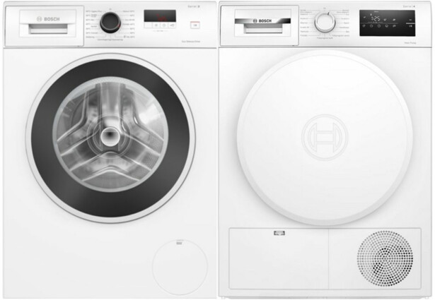 Pesukone ja kuivausrumpu Bosch WGE0240ASN-WTH8300LSN, 9/9kg, valkoinen