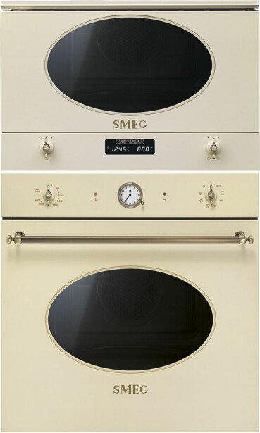 Uuni ja mikroaaltouuni Smeg SFP805PO-MP822PO, 119.2cm, creme