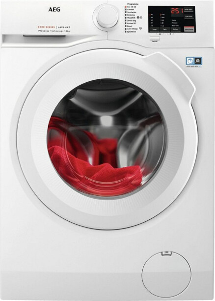 Edestä täytettävä pyykinpesukone AEG LR612M84I, 60cm, 8kg, 1400rpm, valkoinen