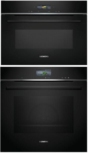 Höyryuuni ja mikroaaltouuni Siemens HR736G1B1-CE732GXB1, 118.8cm, musta
