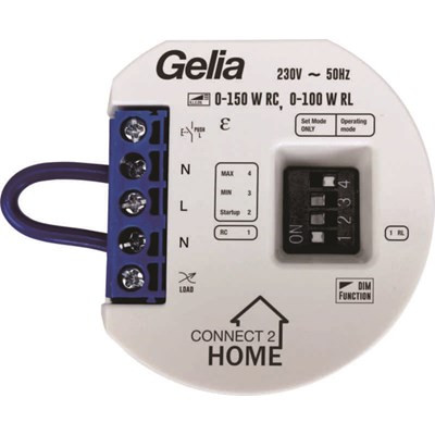 Valonsäädinmoduli Gelia Connect 2 Home 0 150W uppo asennus