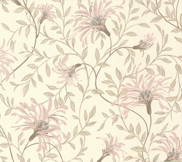 Tapetti 1838 Wallcoverings Fairhaven, beige/vaaleanpunainen, 0,52x10,05m