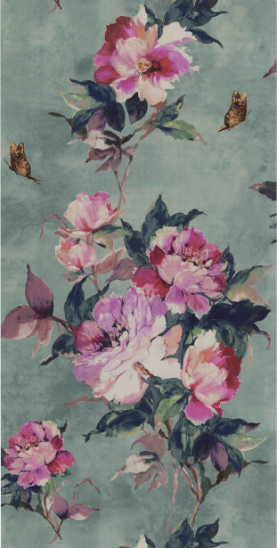 Tapetti 1838 Wallcoverings Madama Butterfly, vihreä, 0,52x10,05m