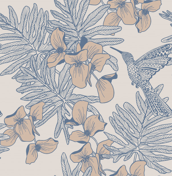 Tapetti 1838 Wallcoverings Hummingbird, sinertävä, 0,52x10,05m