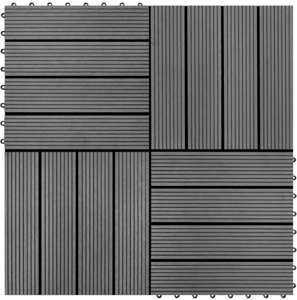 WPC Tiilet 30x30cm 11 kpl 1m2 Harmaa