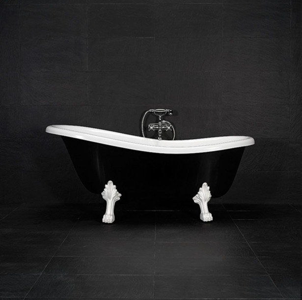 Kylpyamme Westerbergs Victoria 1670, 230l, musta/valkoinen, valkoiset jalat