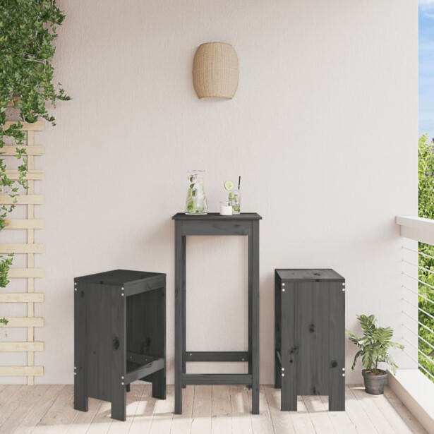 Baarijakkarat 2 kpl harmaa 40x36x75 cm, mänty